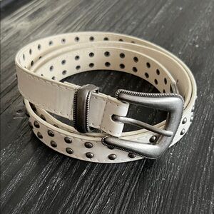 AKIRA Stylish Western Inspired White Studded Belt